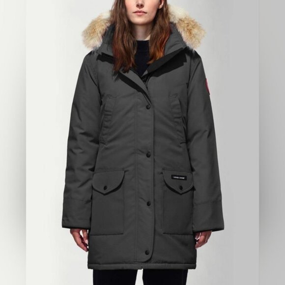 Canada Goose Women Down Trillium Parka S small Fur Trim Grey - Picture 1 of 13